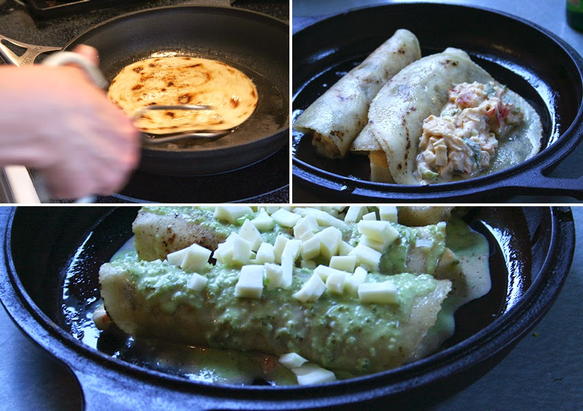 Carne and Papas Maine Lobster Enchiladas