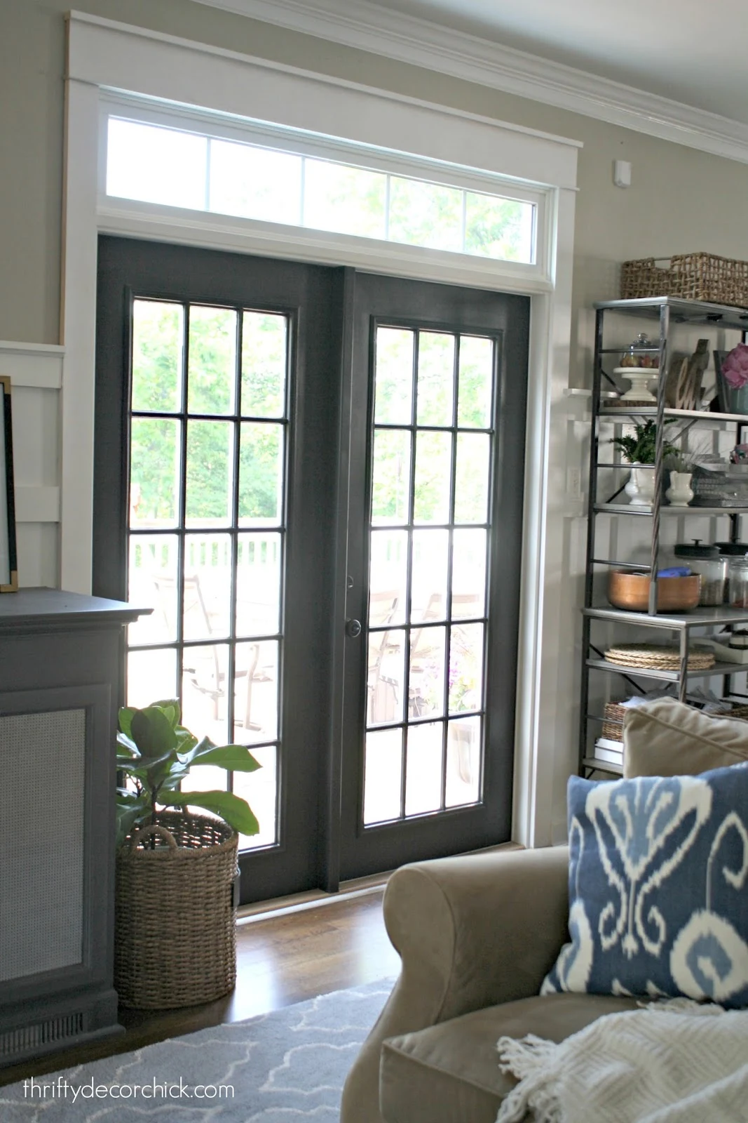 black french doors with transom