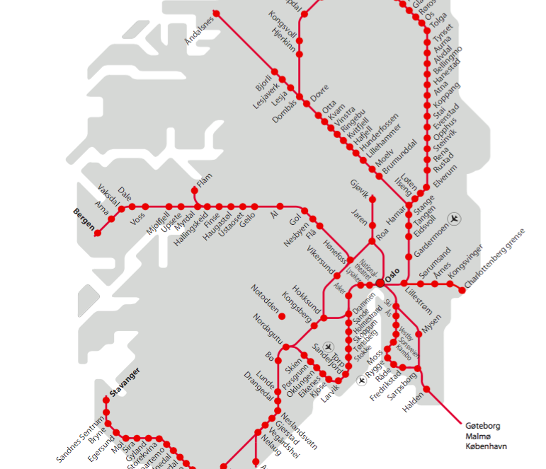 Rail Map Of Norway