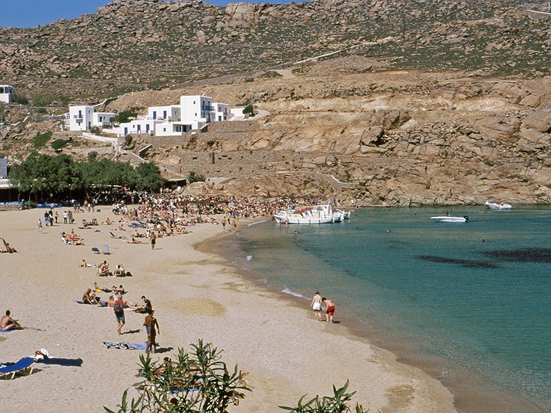 Photo de la plage Super Paradise sur l'île de Mykonos en Grèce