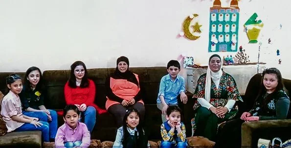 Queen Rania wore Ganni presbourg jersey jacket. King Abdullah and Queen Rania met with orphans in Irbid