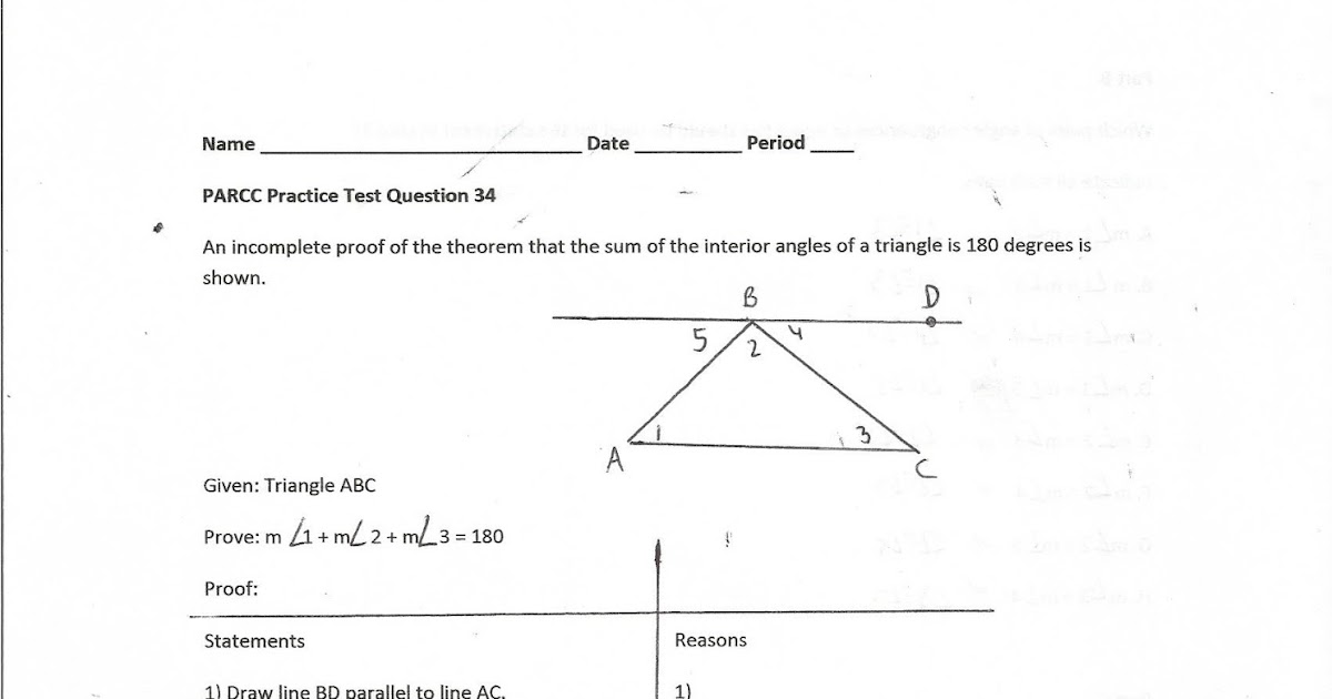 Geometry Common Core Style Parcc Practice Test Question 34