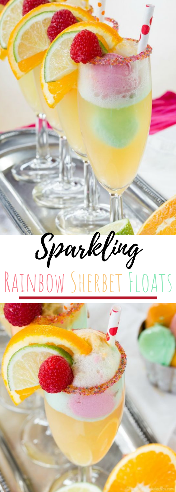 Sparkling Cider Rainbow Sherbet Floats #drinks #nonalcohol