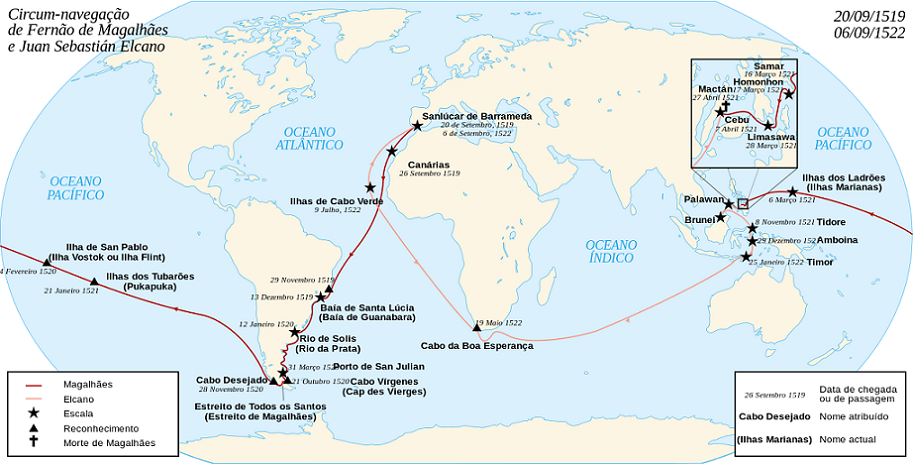 Rota da viagem de Fernão de Magalhães