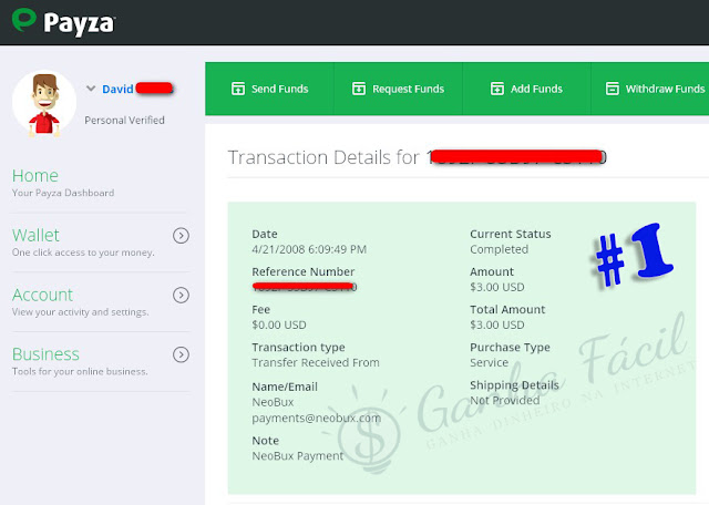 primeiro pagamento neobux payza instantâneo dinheiro payment