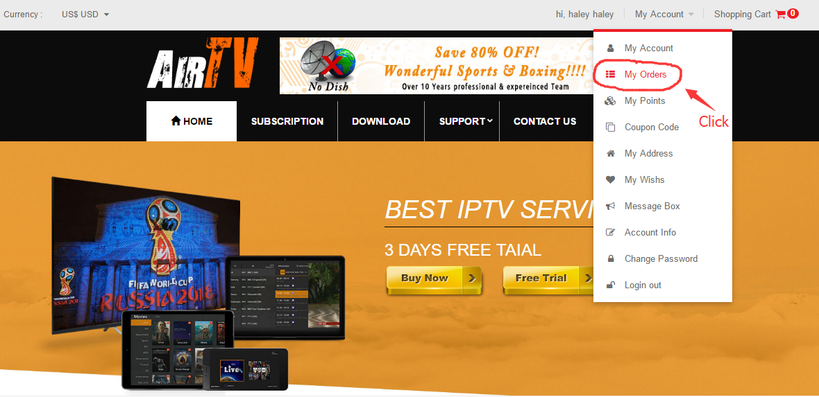 How can I get a free trial of IPTV?