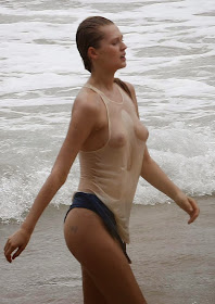 Toni Garrn Victoria’s Secret Braless See-Through Photoshoot Candids in St. Barts