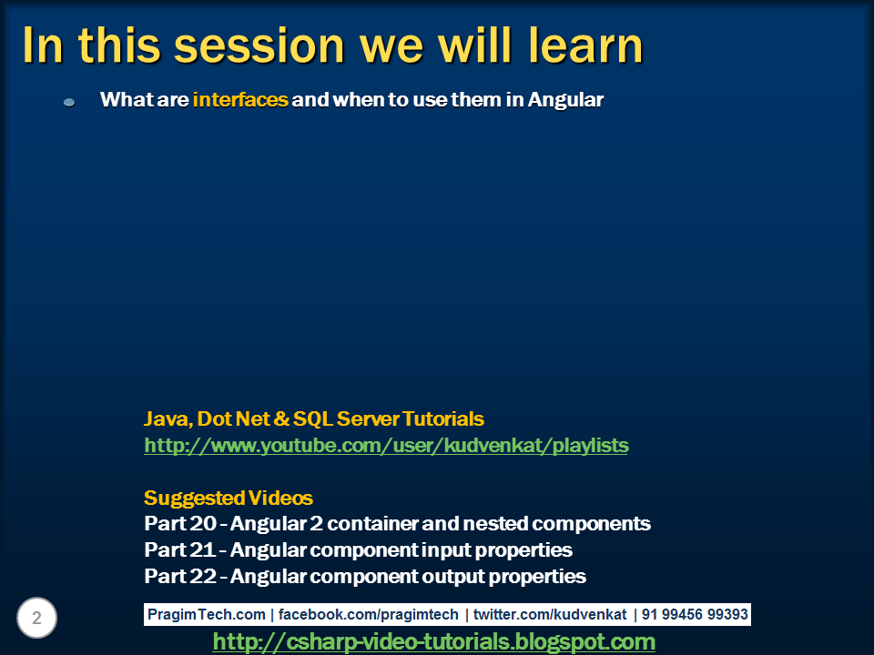 Sql server, and c video tutorial Interfaces in Angular 2