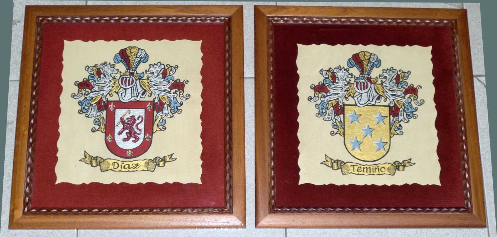 Todo de heráldica Escudos de Díaz y Temiño pintados a mano