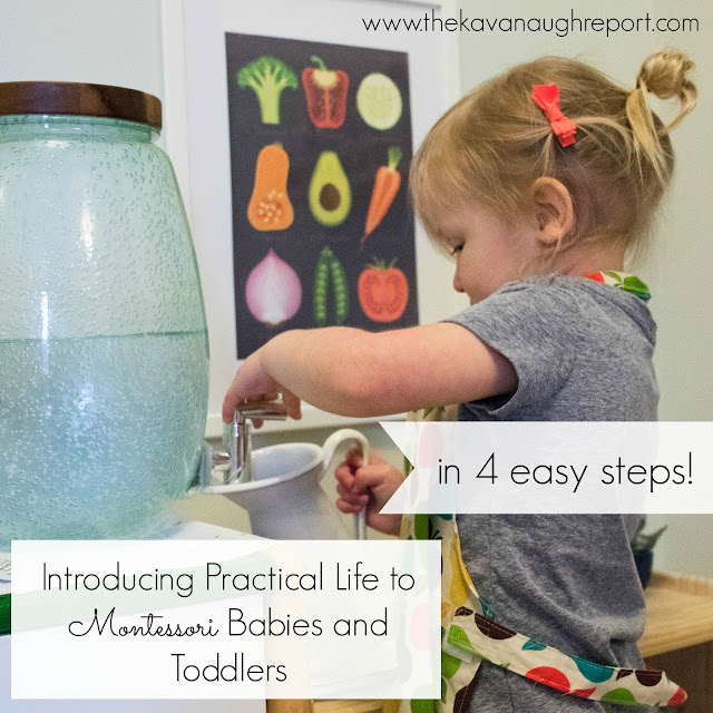 Montessori babies and Montessori toddlers love practical activities. These sorts of activities help to foster independence and make them an active member of the household. Here are 4 steps to introduce practical life activities babies and toddlers in your home.