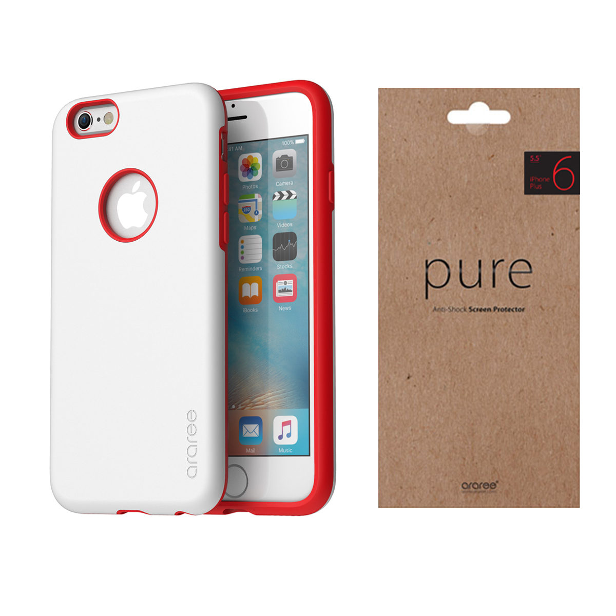 iPhone 6S Plus Case Screen Protector Araree Amy Pure Red Package for
