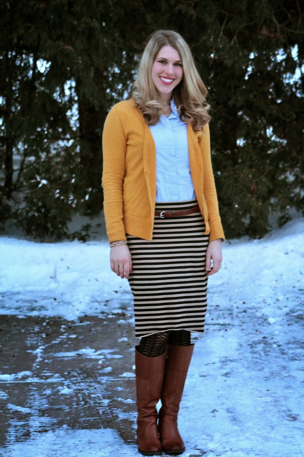 Striped Skirt and Mustard