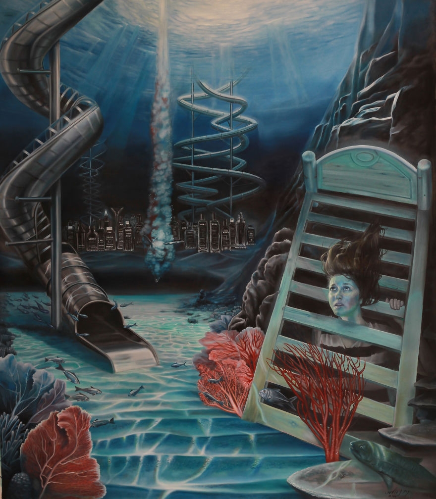 09-Children-Only-Netanel Morhan-Artist-Depicts-Surreal-Dreams-and-Nightmares-with-Paintings-www-designstack-co