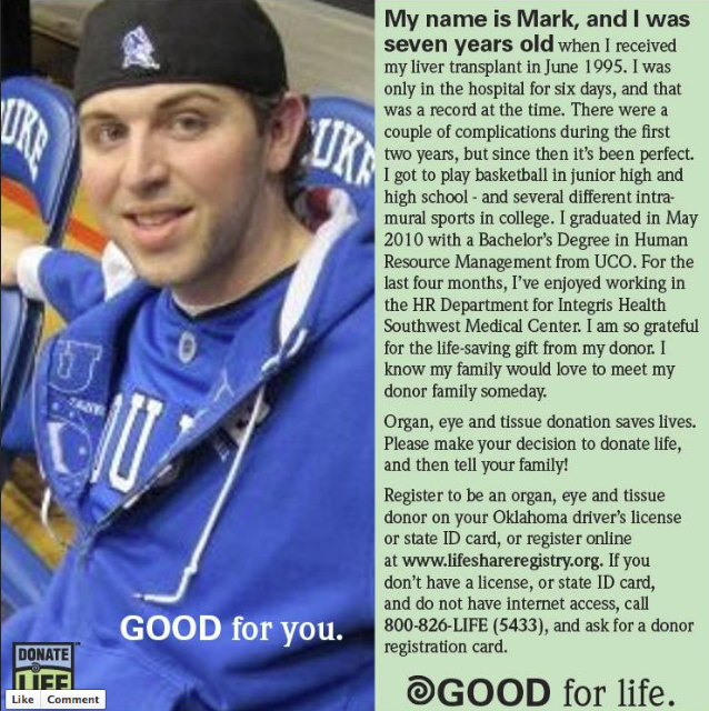 Donate LIfe Oklahoma" Good for Life