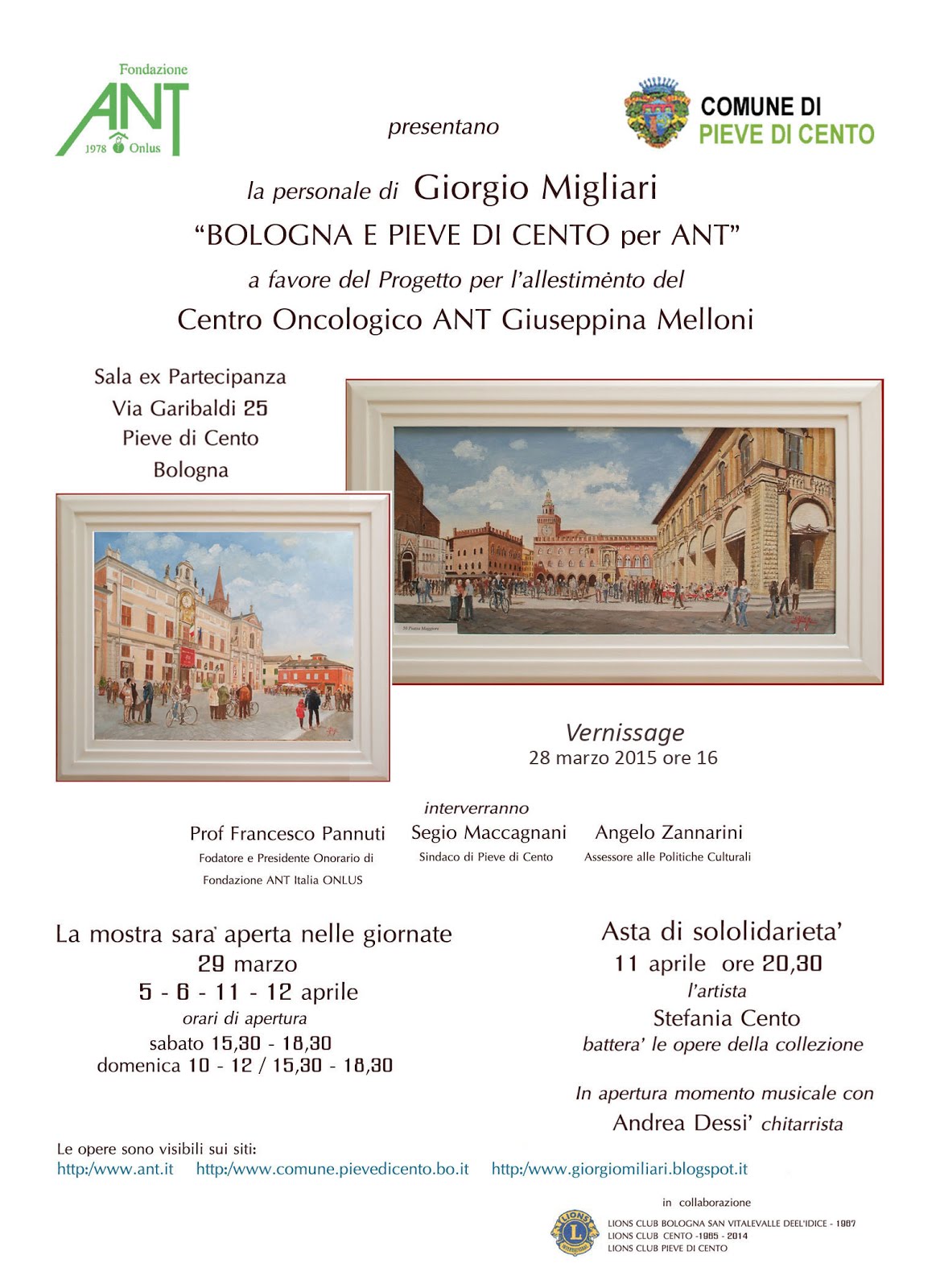 Bologna e Pieve di Cento per ANT 2015