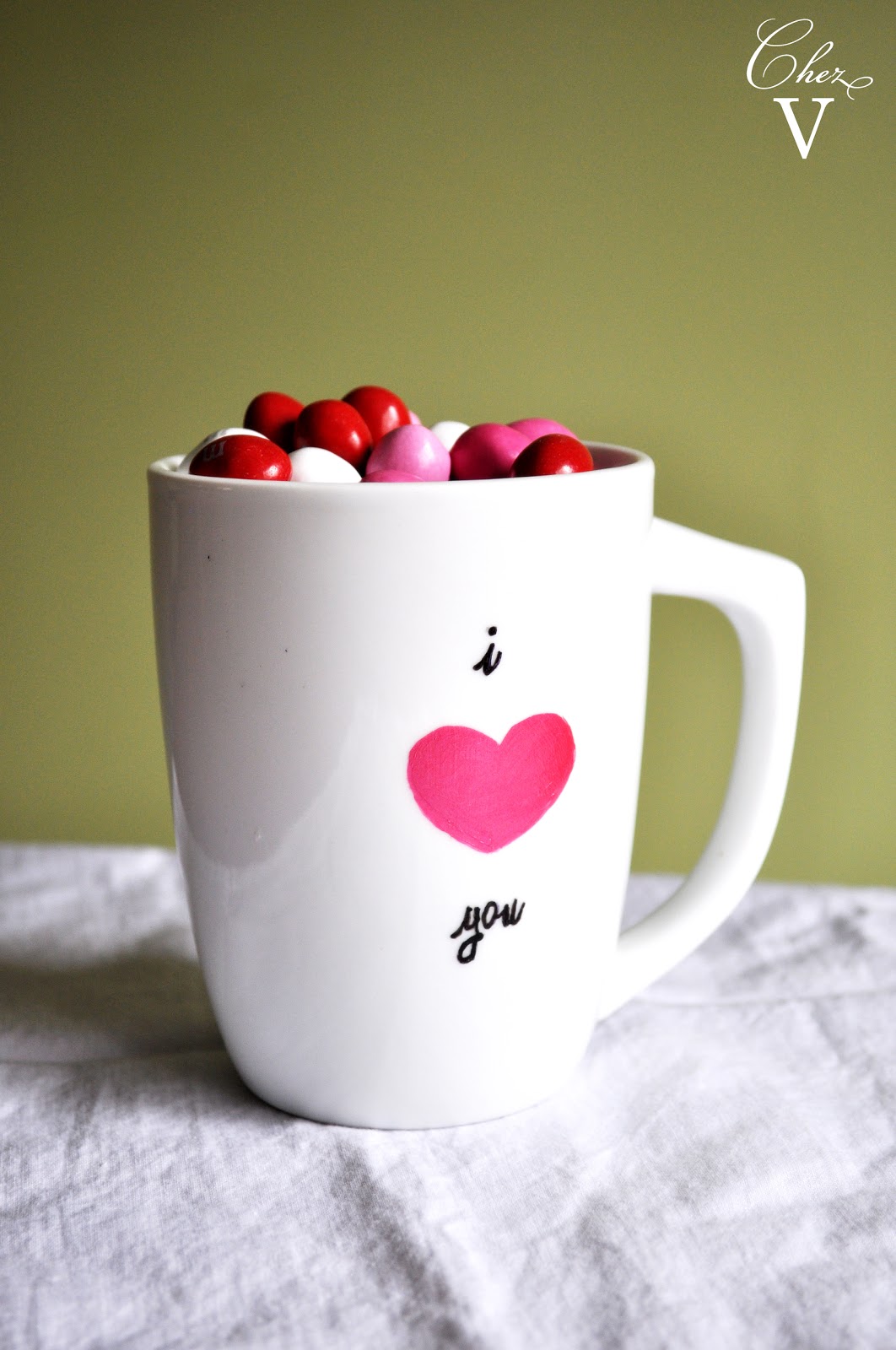 Chez V Holiday A DIY Valentine Mug, Baked Goods & Flowers