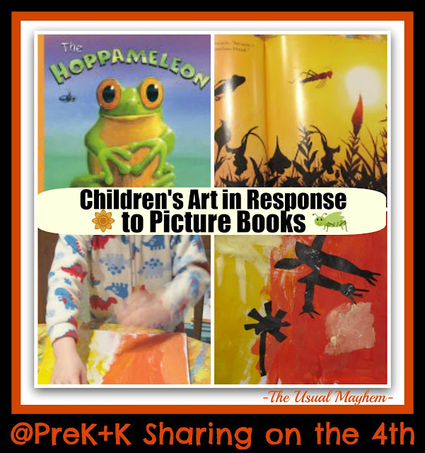 photo of: Creating Children's Art in Response to Picture Books by 'The Usual Mayhem' at PreK+K Sharing 