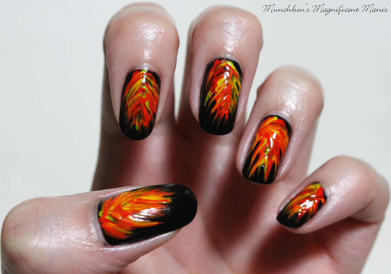 Munchkin’s Magnificent Manis Let it Burn Fire Nail Design