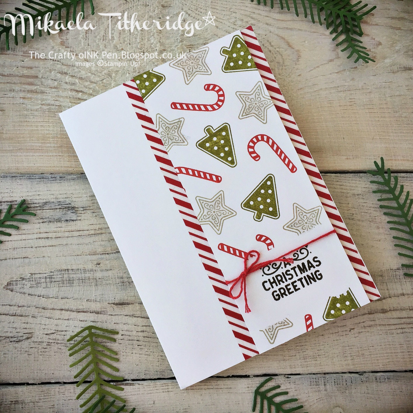 The Crafty oINK Pen Simple Candy Cane Christmas Card Idea