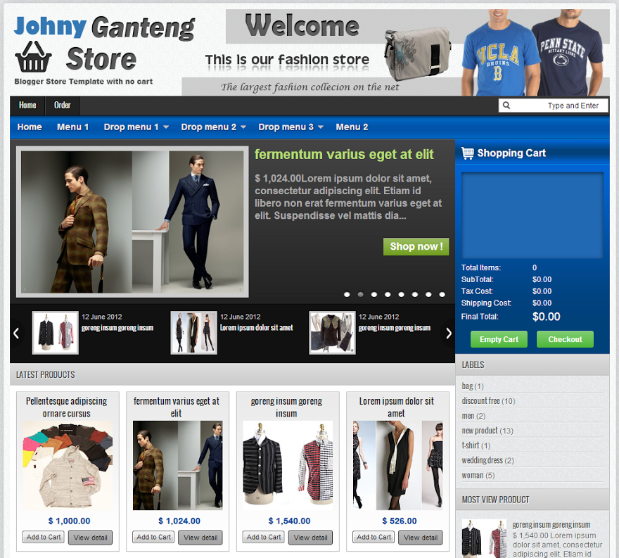 Share Templates Shop Johny Ganteng with Cart Blogspot