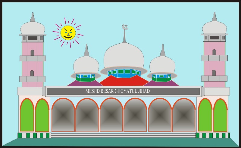  Gambar  Berikut Gambar  Hitam  Putih  Sketsa Mewarnai Masjid  