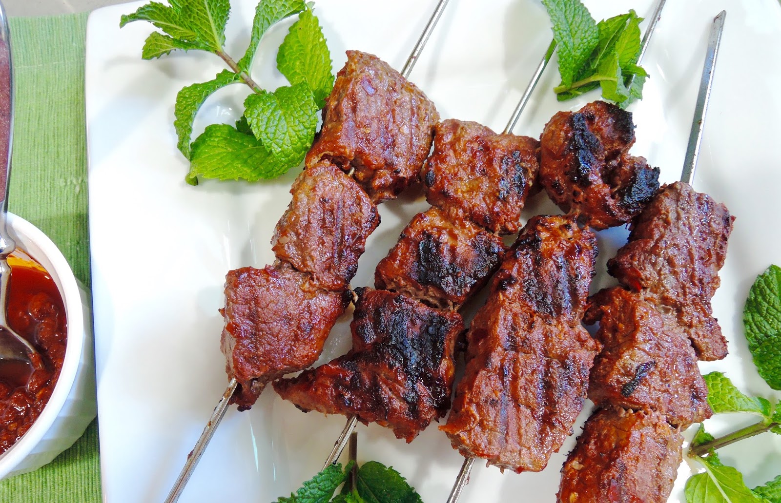 The Briny Lemon Harissa Grilled Beef Kebabs