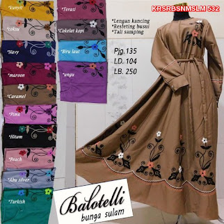 KRS532 Model Gamis W Sulam Bunga Cantik Terjangkau Murah