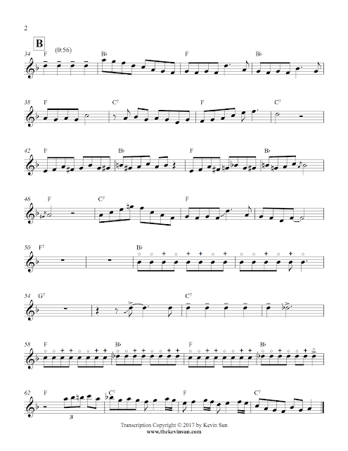 Clap Hands, Here Comes Charlie — Lester Young Solo Transcription (Bb) 2