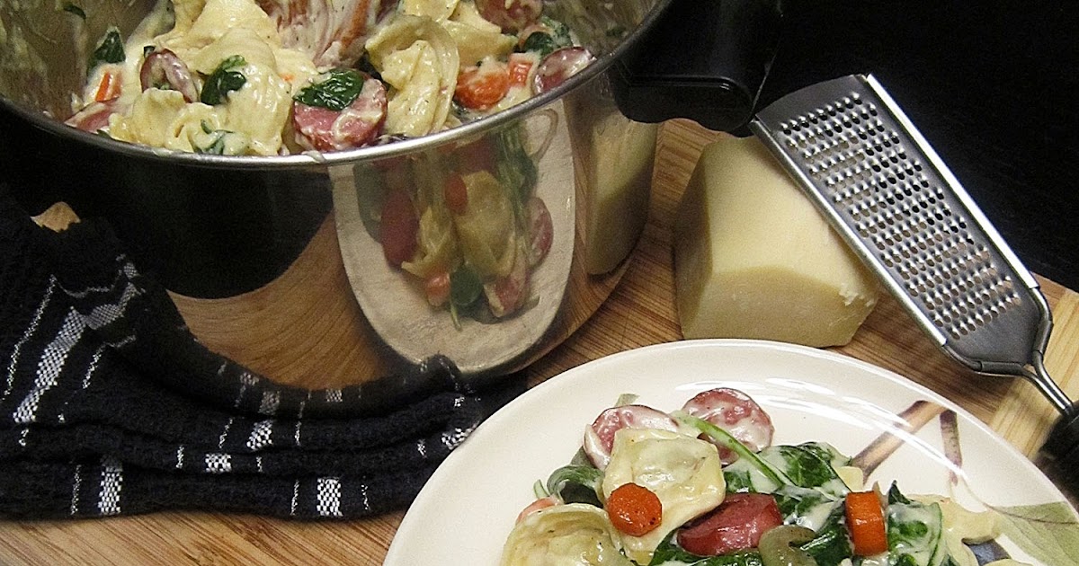 Roasted Carrot, Smoked Sausage and Spinach Tortellini with a Gruyere