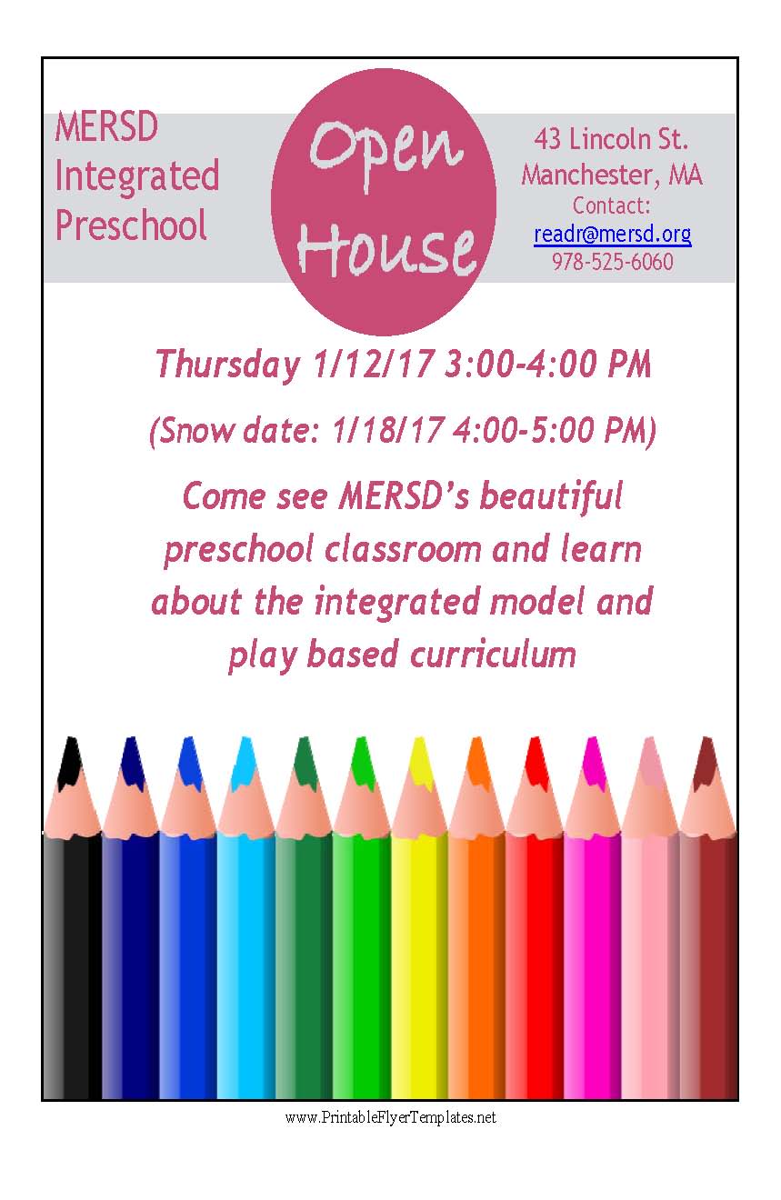 MERSD Superintendent's Corner: MERSD Integrated PreSchool Open House! MERSD Superintendent's Corner: MERSD Integrated PreSchool Open House!