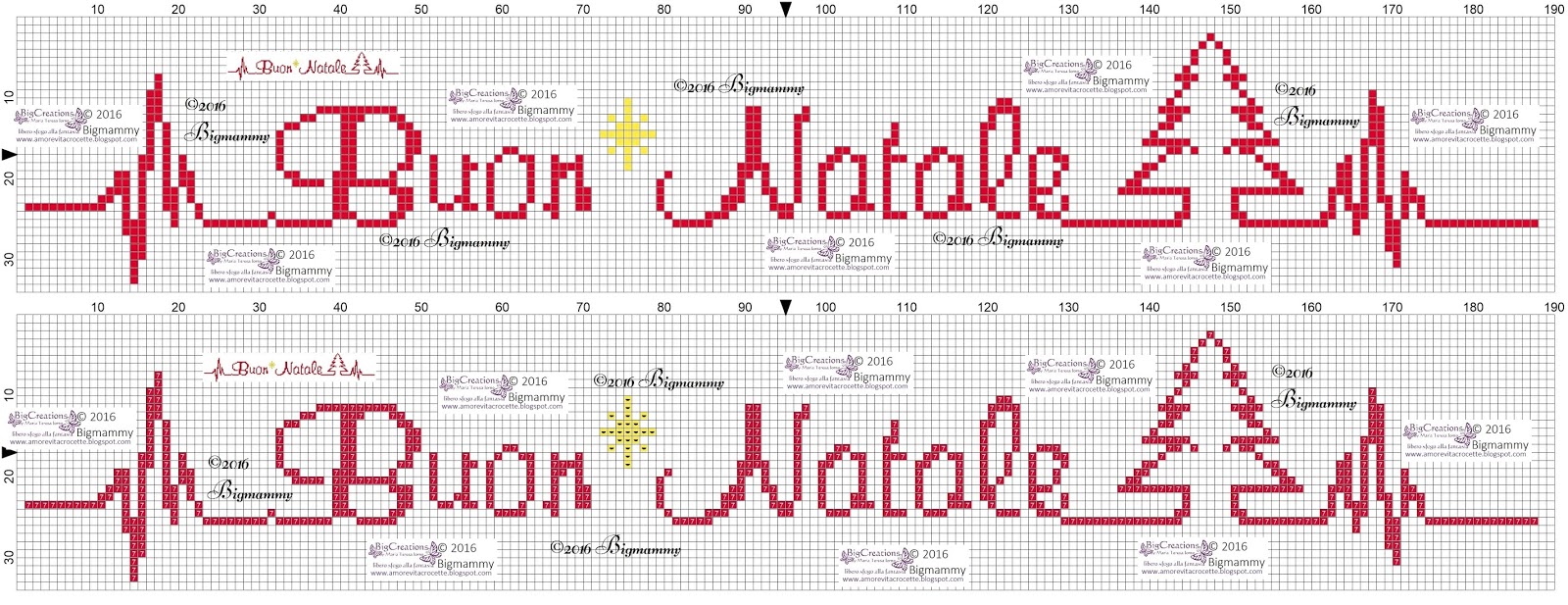 amorevitacrocette strofinaccio Buon Natale a punto croce con battito cuore jpg (1600x617)