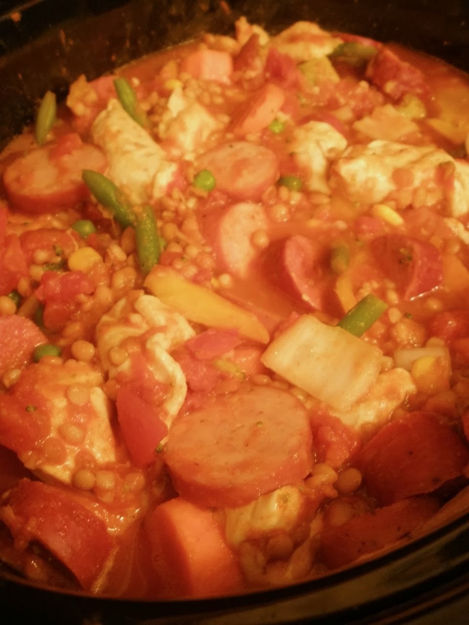 the half cut cook Slow Cooker Curry Sausages