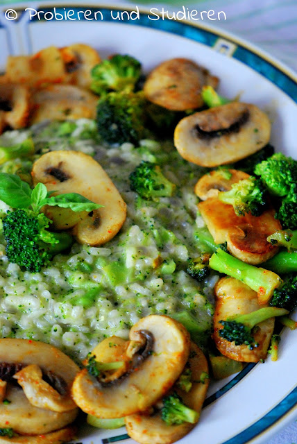 Probieren und Studieren : Brokkoli-Risotto mit Butter-Champignons