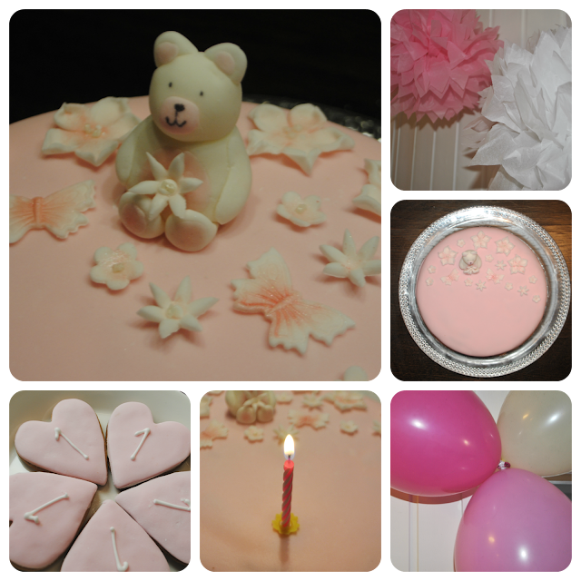 1-vuotissyntymäpäivä, kakku, vaahtokarkkimassa, koristeet