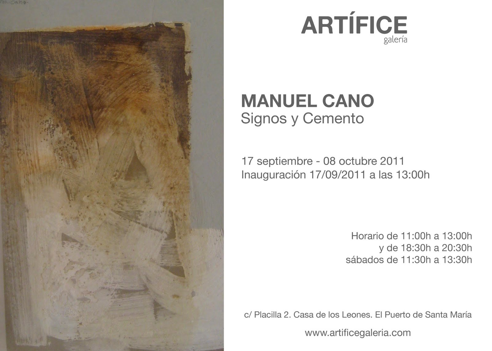 Artífice Galería Manuel Cano. Signos y Cemento