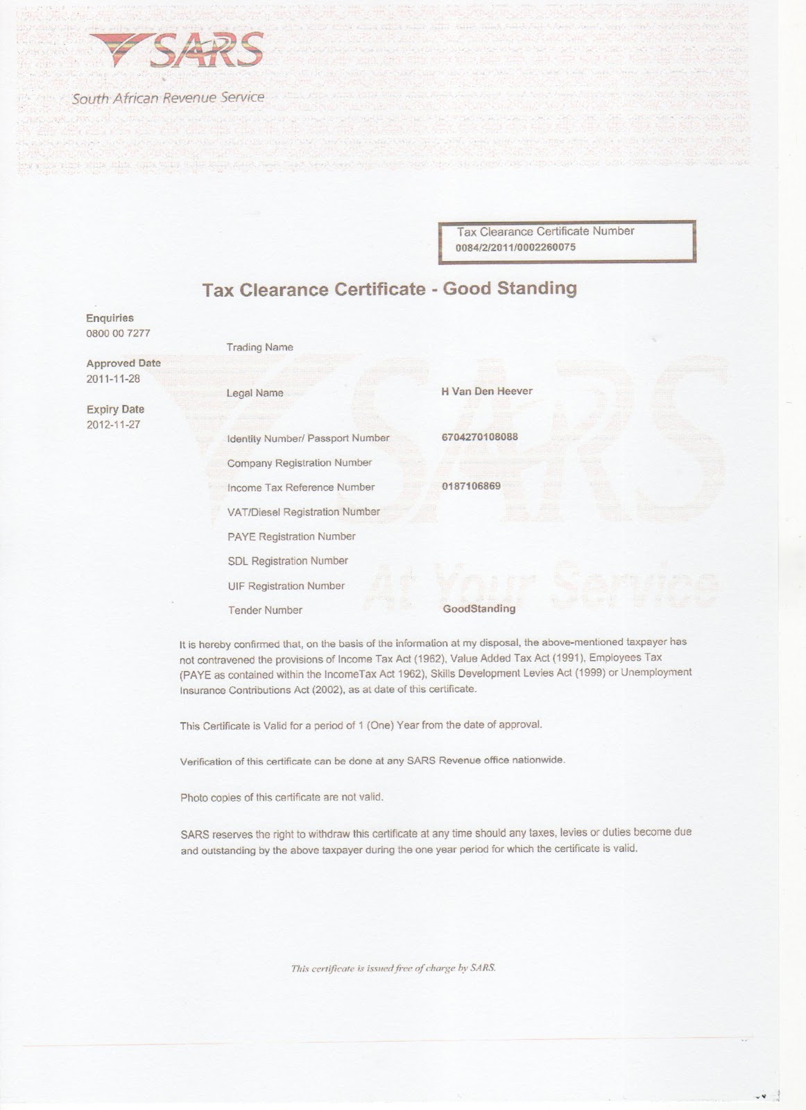 how to do a tax clearance certificate