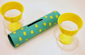paint the cardboard roll and cups