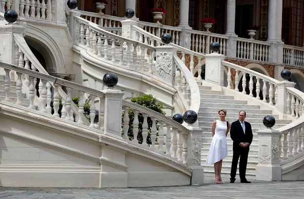 Prince Albert and Princess Charlene received Montenegro's President Filip Vujanovic and his wife Svetlana