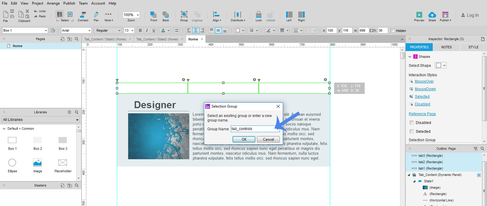 UI/UX Design: TAB CONTROL Using Axure RP 8
