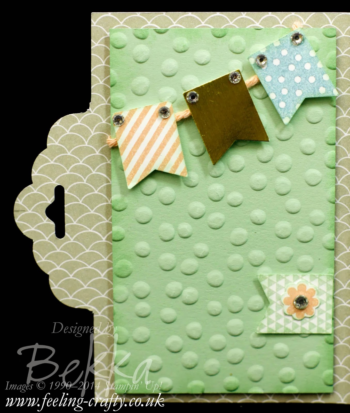Scallop Top Tag Punch Card / Album - get the tutorial here.  This version features the Sweet Sortbet Papers, Perfect Pennant, Happy Watercolor and Banner Blast Stamps.