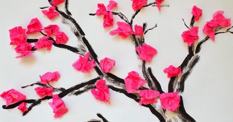 Cherry Blossom Tissue Paper Flower Craft Tree Printable Included