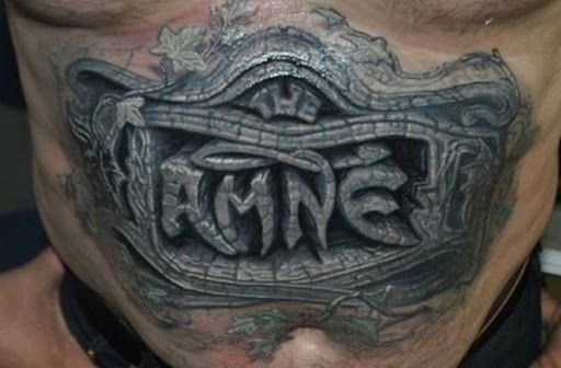 Bela 3d pedra esculpida tatuagem
