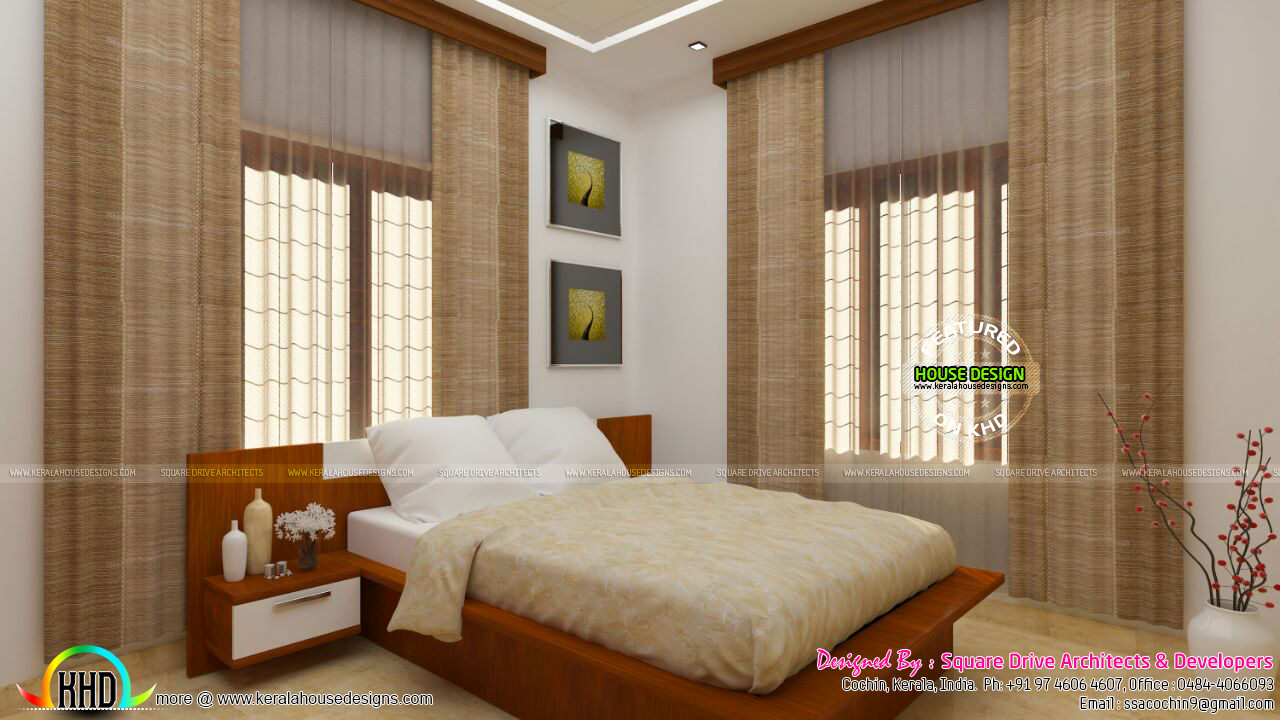 Bedroom Wardrobe Dining And Stair Interior Kerala Home