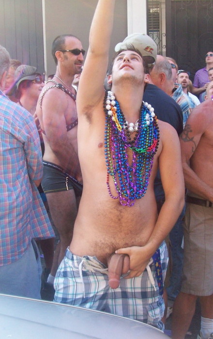 Provocative Wave for Men Naked Men at Mardi Gras