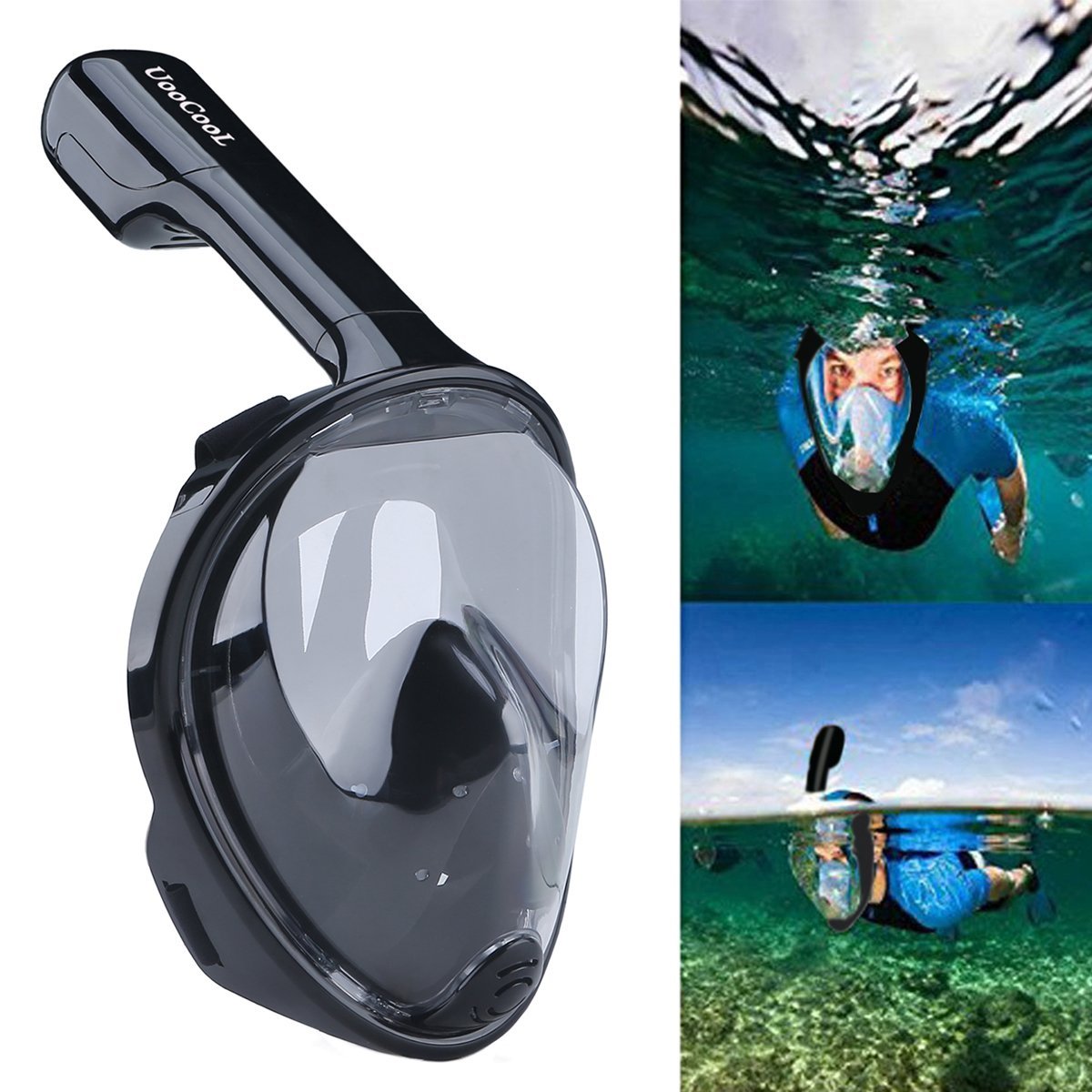 UooCooL 180° Full Face Snorkel Mask Panoramic view Snorkeling Mask For