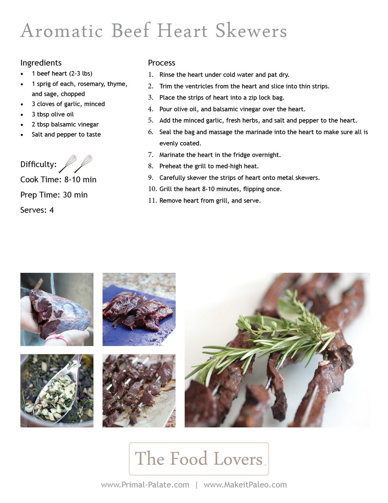 Aromatic Beef Heart Skewers Primal Palate Paleo Recipes