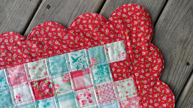 Laura Ashley Elm Park mini quilt with scalloped edges