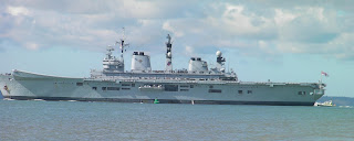 aircraft carrier leaves portsmouth harbour, not the titanic
