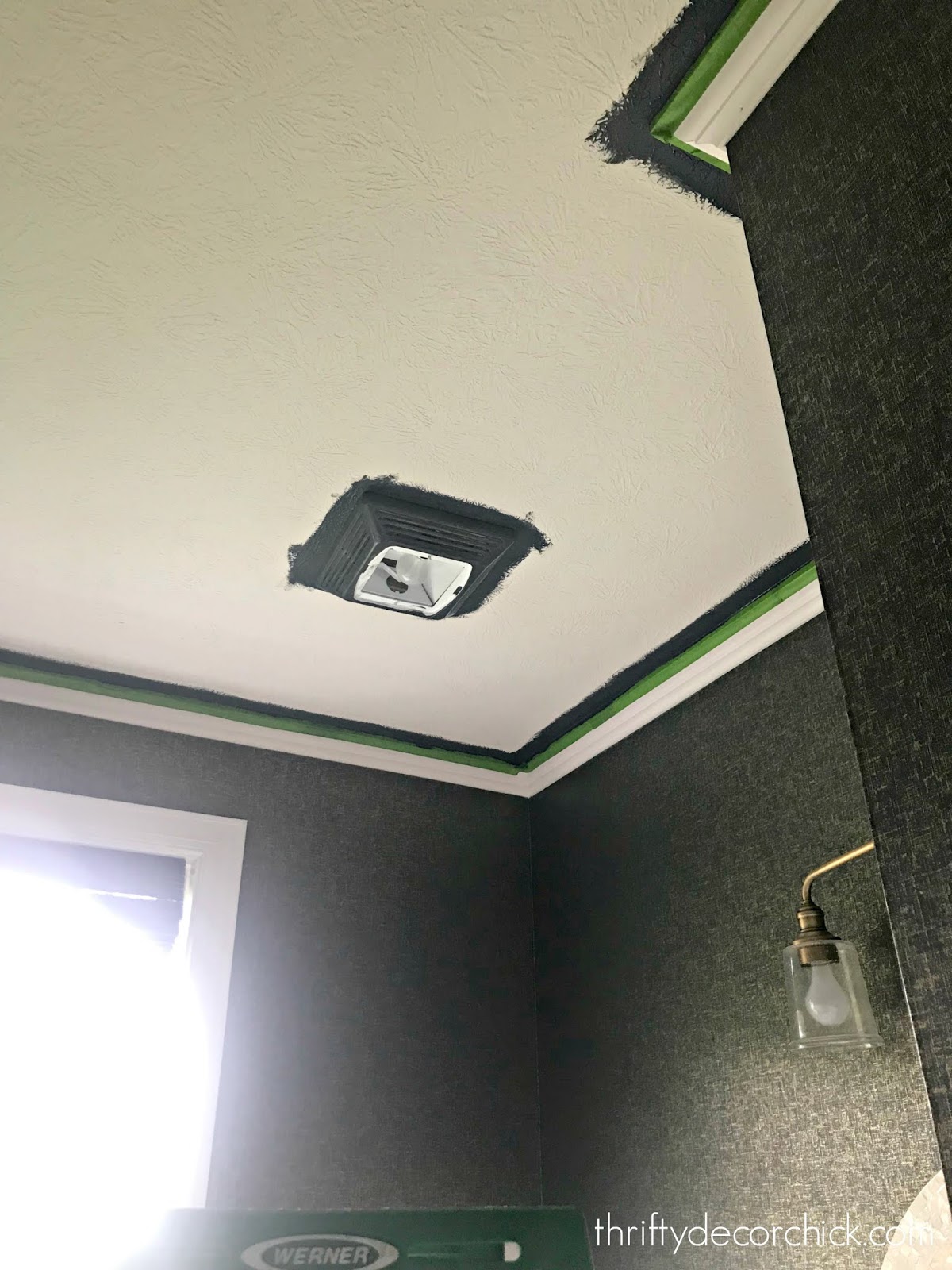 Painting a bathroom ceiling and fan