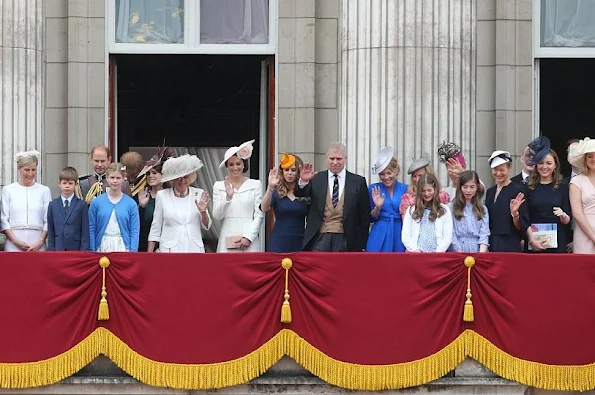 Elizabeth, Prince Philip, Duke of Edinburgh, Camilla, Duchess of Cornwall, Catherine, Duchess of Cambridge, Prince William, Prince George, Princess Charlotte, Prince Harry